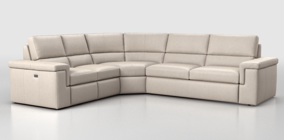 Cupello - large corner sofa with 1 electric recliner - left peninsula
